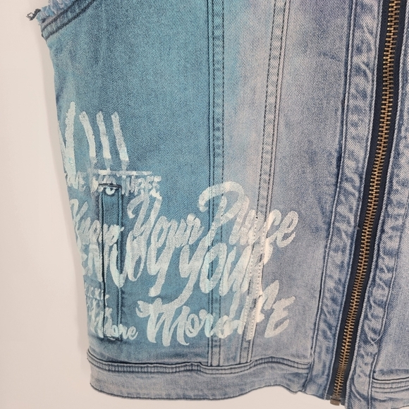 8IGHTH DSTRKT Men's Denim Jean Sleeveless Jacket Size M Streetwear - Picture 2 of 5